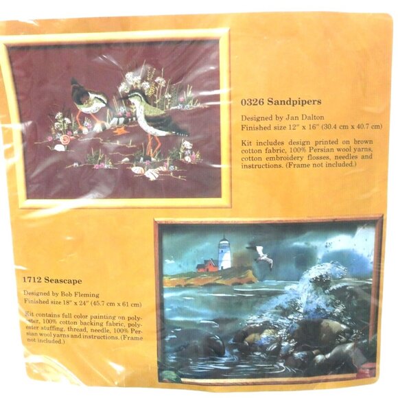 The Creative Circle SANDPIPERS 0326 Embroidery Kit Vintage 1983 New Old Stock - Picture 3 of 8